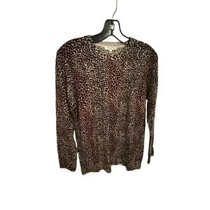 Equipment femme women’s 100% wool crew neck animal print sweater size XS